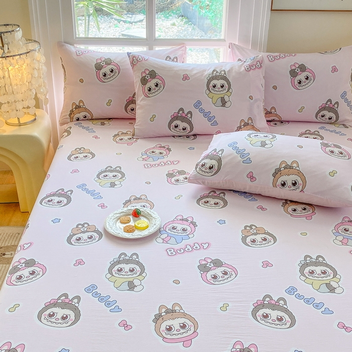 91家纺网 家纺一手货源 找家纺 一电 2025新款跨境电商外贸四季卡通床笠单件床罩床垫套防滑套宿舍儿童床单定制-第六批 拉布布