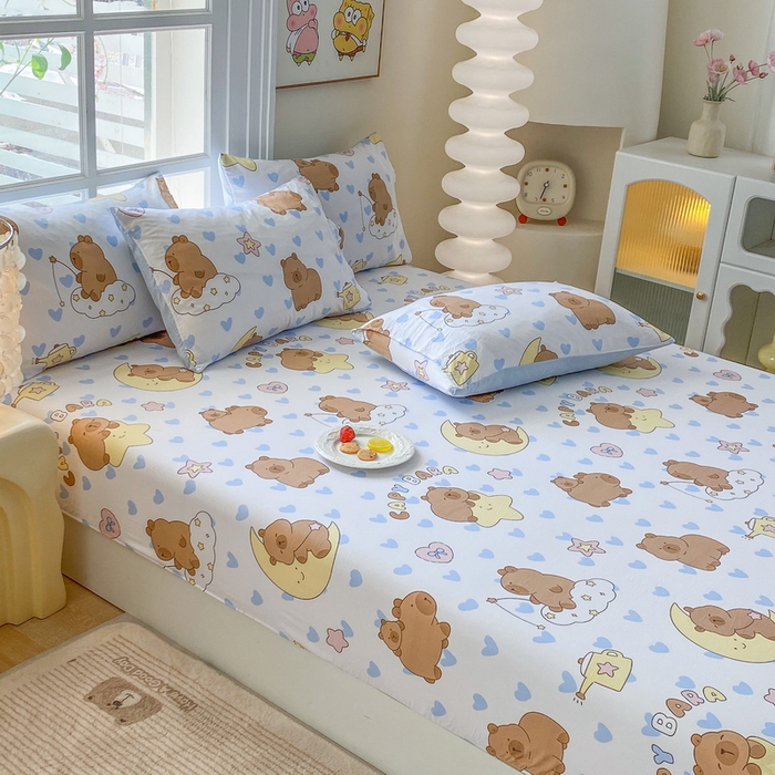 91家纺网 家纺一手货源 找家纺 一电 2025新款跨境电商外贸四季卡通床笠单件床罩床垫套防滑套宿舍儿童床单定制-第六批 依恋