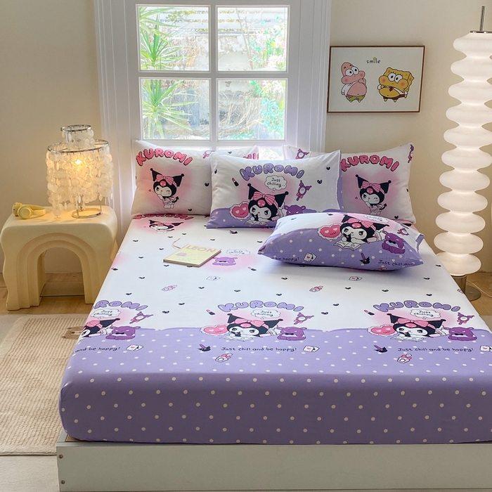 91家纺网 家纺一手货源 找家纺 一电 2025新款跨境电商外贸四季卡通床笠单件床罩床垫套防滑套宿舍儿童床单定制-第六批 卡牌库洛米