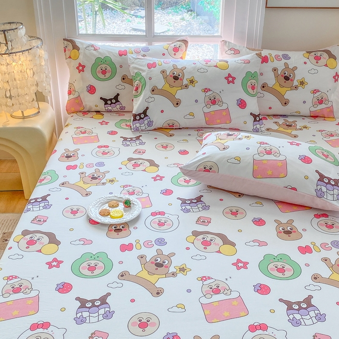 91家纺网 家纺一手货源 找家纺 一电 2025新款跨境电商外贸四季卡通床笠单件床罩床垫套防滑套宿舍儿童床单定制-第六批 欢乐派对