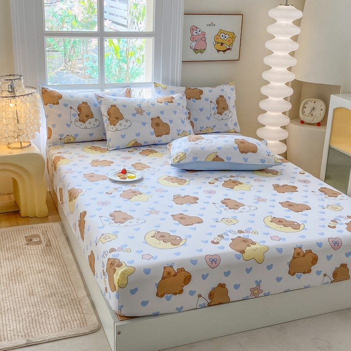 91家纺网 家纺一手货源 找家纺 一电 2025新款跨境电商外贸四季卡通床笠单件床罩床垫套防滑套宿舍儿童床单定制-第六批 依恋