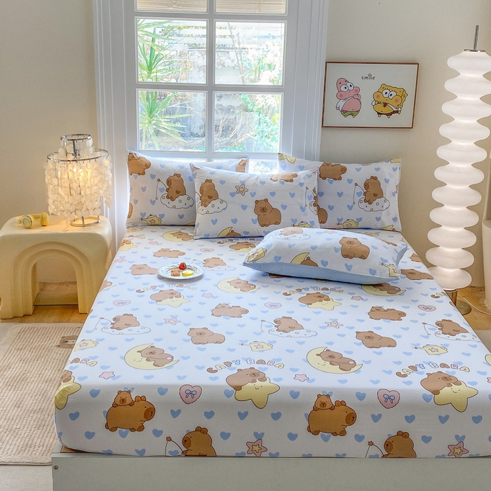 91家纺网 家纺一手货源 找家纺 一电 2025新款跨境电商外贸四季卡通床笠单件床罩床垫套防滑套宿舍儿童床单定制-第六批 依恋