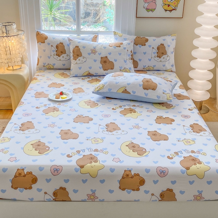 91家纺网 家纺一手货源 找家纺 一电 2025新款跨境电商外贸四季卡通床笠单件床罩床垫套防滑套宿舍儿童床单定制-第六批 依恋