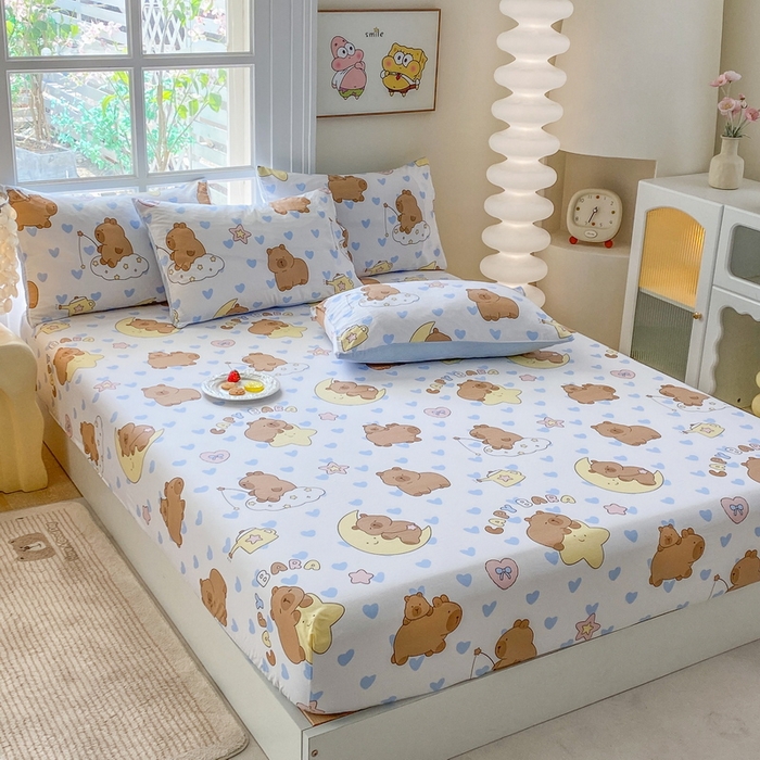 91家纺网 家纺一手货源 找家纺 一电 2025新款跨境电商外贸四季卡通床笠单件床罩床垫套防滑套宿舍儿童床单定制-第六批 依恋