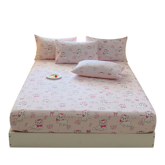 91家纺网 家纺一手货源 找家纺 一电 2025新款跨境电商外贸四季卡通床笠单件床罩床垫套防滑套宿舍儿童床单定制-第六批 小咪