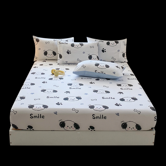 91家纺网 家纺一手货源 找家纺 一电 2025新款跨境电商外贸四季卡通床笠单件床罩床垫套防滑套宿舍儿童床单定制-第六批 微信狗狗