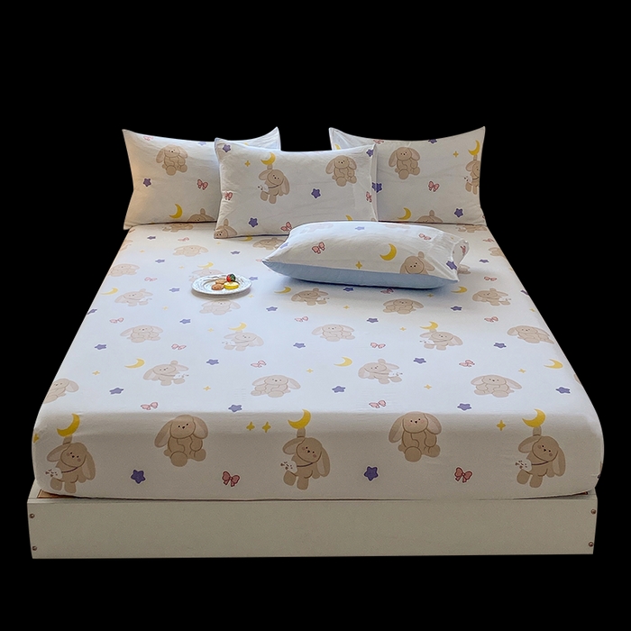 91家纺网 家纺一手货源 找家纺 一电 2025新款跨境电商外贸四季卡通床笠单件床罩床垫套防滑套宿舍儿童床单定制-第六批 晚安