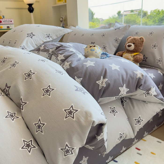 91家纺网 家纺一手货源 找家纺 鑫宇 2025新款全棉纯棉13372小清新印花四件套 金吉星