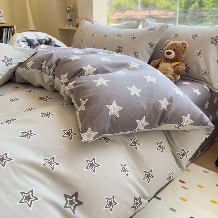 91家纺网 家纺一手货源 找家纺 鑫宇 2025新款全棉纯棉13372小清新印花四件套 金吉星