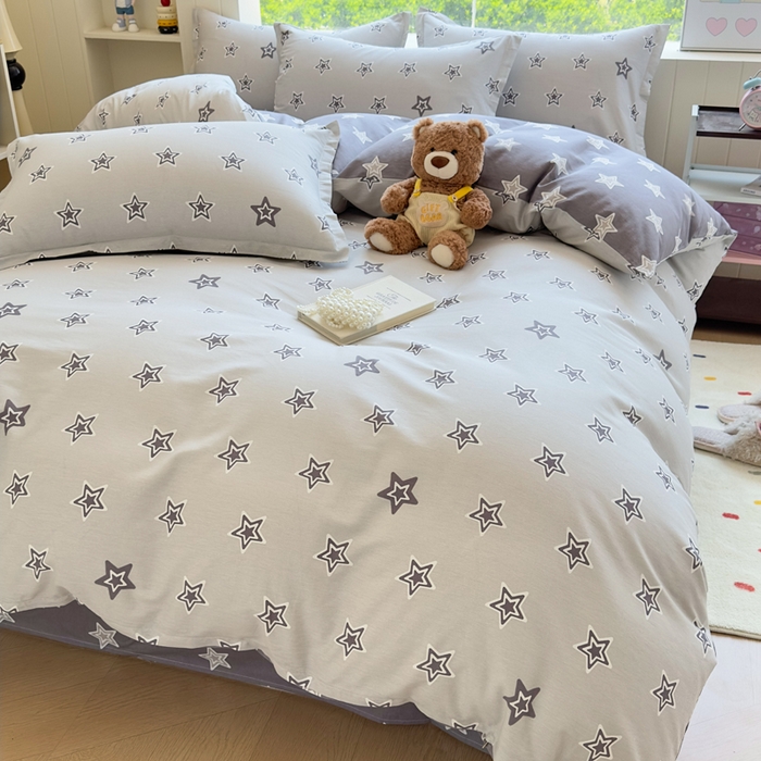 91家纺网 家纺一手货源 找家纺 鑫宇 2025新款全棉纯棉13372小清新印花四件套 金吉星