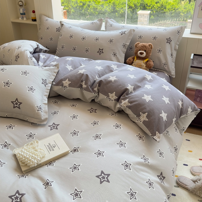 91家纺网 家纺一手货源 找家纺 鑫宇 2025新款全棉纯棉13372小清新印花四件套 金吉星