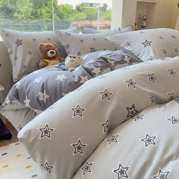 91家纺网 家纺一手货源 找家纺 鑫宇 2025新款全棉纯棉13372小清新印花四件套 金吉星