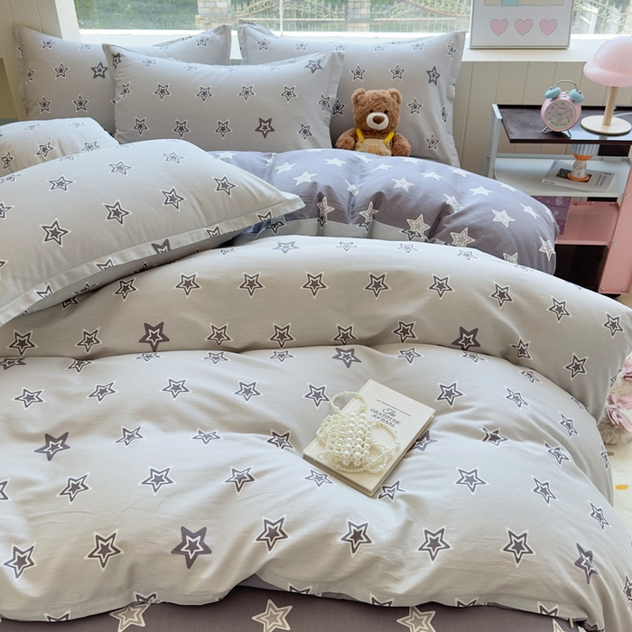 91家纺网 家纺一手货源 找家纺 鑫宇 2025新款全棉纯棉13372小清新印花四件套 金吉星