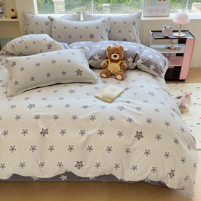 91家纺网 家纺一手货源 找家纺 鑫宇 2025新款全棉纯棉13372小清新印花四件套 金吉星