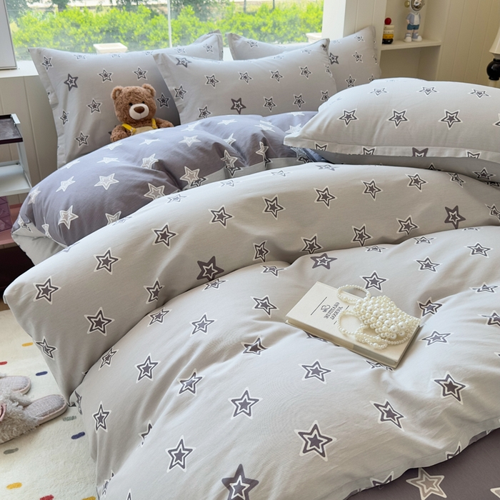 91家纺网 家纺一手货源 找家纺 鑫宇 2025新款全棉纯棉13372小清新印花四件套 金吉星