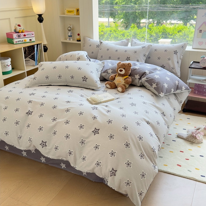 91家纺网 家纺一手货源 找家纺 鑫宇 2025新款全棉纯棉13372小清新印花四件套 金吉星