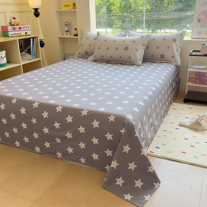 91家纺网 家纺一手货源 找家纺 鑫宇 2025新款全棉纯棉13372小清新印花四件套 金吉星