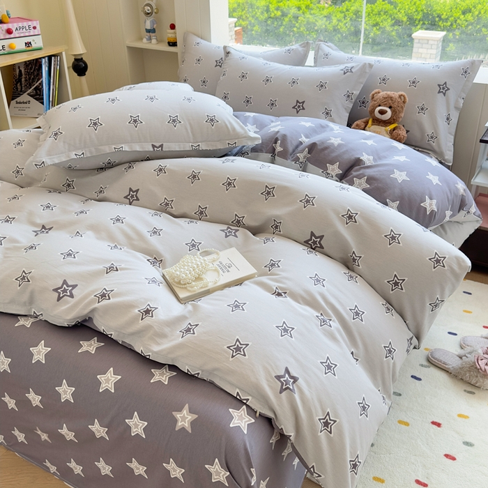 91家纺网 家纺一手货源 找家纺 鑫宇 2025新款全棉纯棉13372小清新印花四件套 金吉星