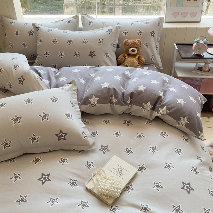 91家纺网 家纺一手货源 找家纺 鑫宇 2025新款全棉纯棉13372小清新印花四件套 金吉星