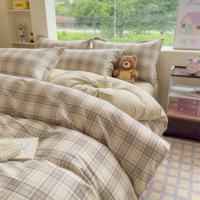 91家纺网 家纺一手货源 找家纺 鑫宇 2025新款全棉纯棉13372小清新印花四件套 美拉德