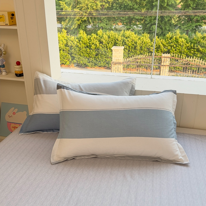 91家纺网 家纺一手货源 找家纺 鑫宇 2025新款全棉纯棉13372小清新印花四件套 迷人线条