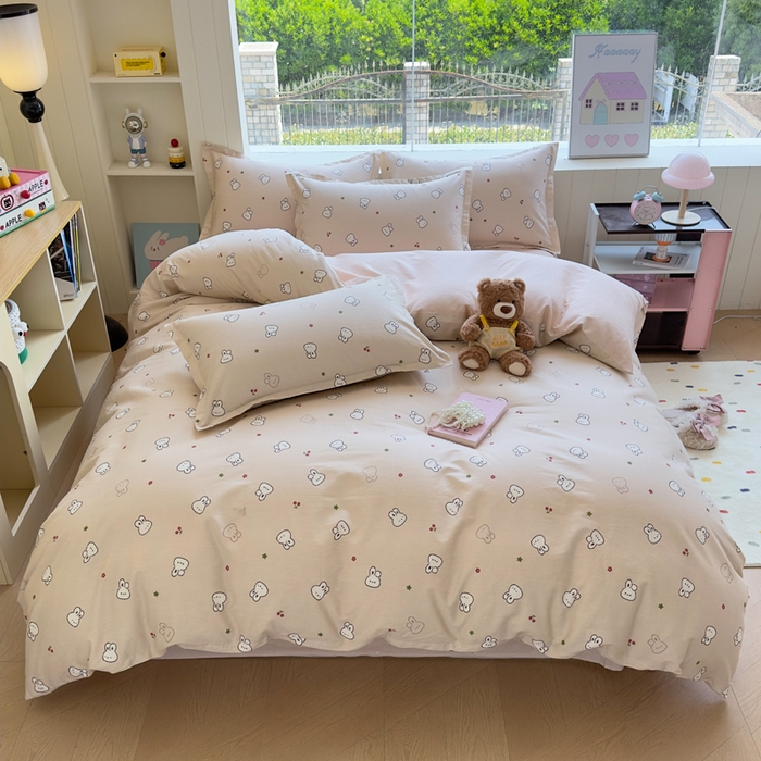 鑫宇 2025新款全棉纯棉13372小清新印花四件套 米菲