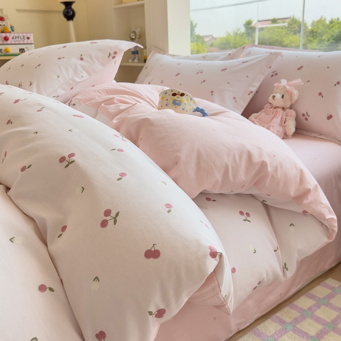 91家纺网 家纺一手货源 找家纺 鑫宇 2025新款全棉纯棉13372小清新印花四件套 蜜果