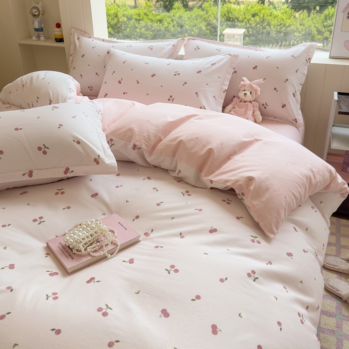 91家纺网 家纺一手货源 找家纺 鑫宇 2025新款全棉纯棉13372小清新印花四件套 蜜果