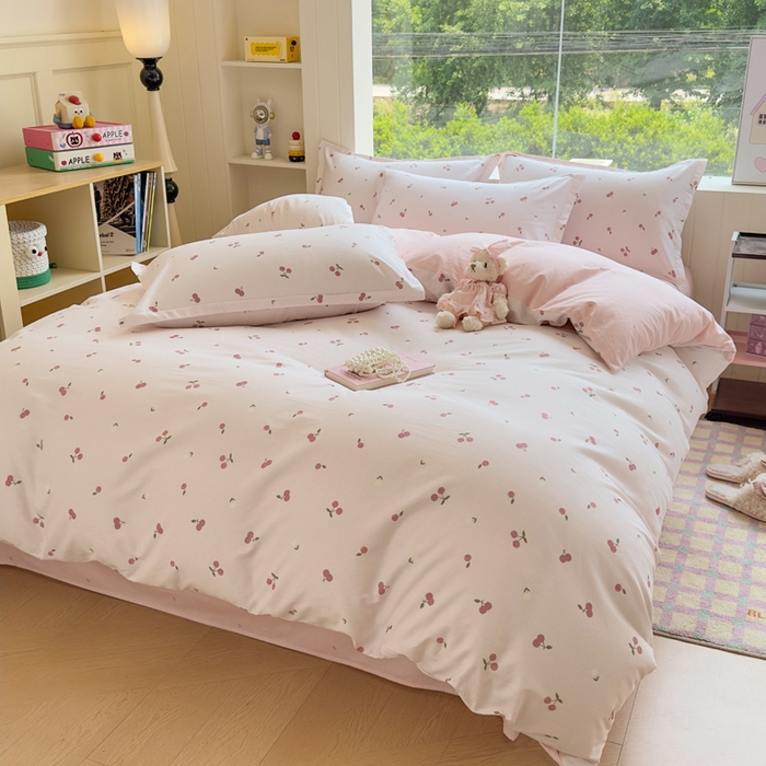 91家纺网 家纺一手货源 找家纺 鑫宇 2025新款全棉纯棉13372小清新印花四件套 蜜果