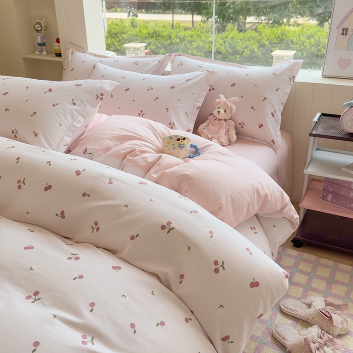 91家纺网 家纺一手货源 找家纺 鑫宇 2025新款全棉纯棉13372小清新印花四件套 蜜果