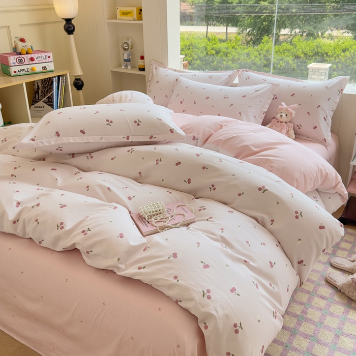 91家纺网 家纺一手货源 找家纺 鑫宇 2025新款全棉纯棉13372小清新印花四件套 蜜果