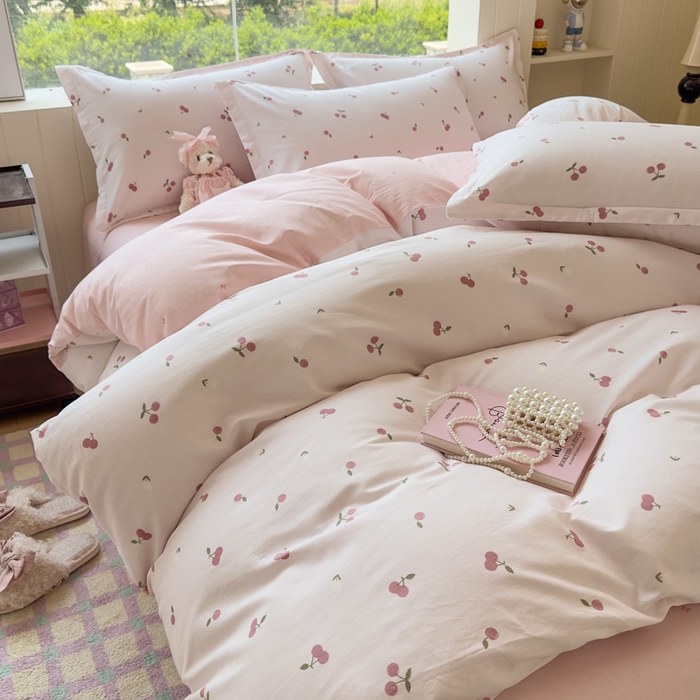 91家纺网 家纺一手货源 找家纺 鑫宇 2025新款全棉纯棉13372小清新印花四件套 蜜果