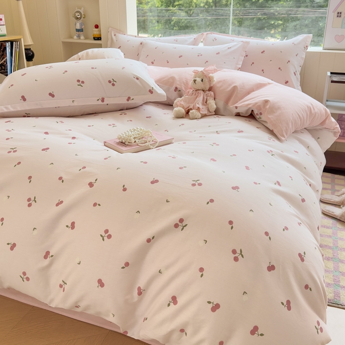 91家纺网 家纺一手货源 找家纺 鑫宇 2025新款全棉纯棉13372小清新印花四件套 蜜果