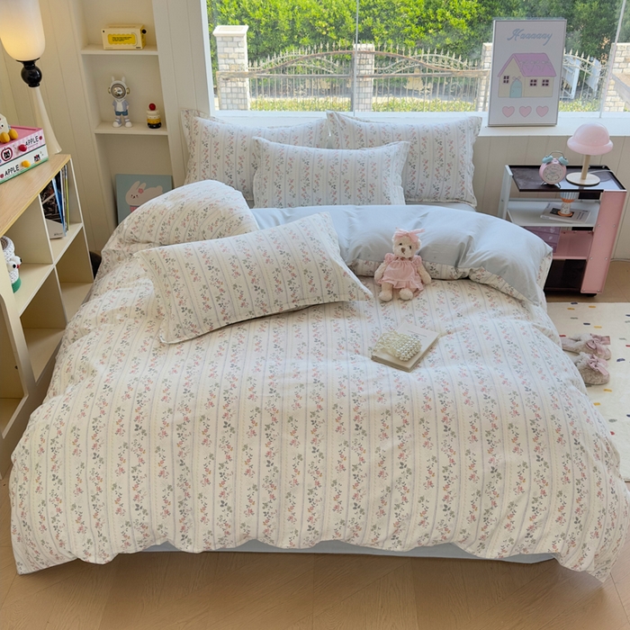 鑫宇 2025新款全棉纯棉13372小清新印花四件套 暮染轻纱