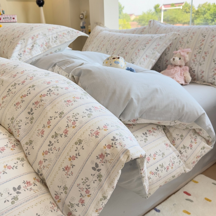 91家纺网 家纺一手货源 找家纺 鑫宇 2025新款全棉纯棉13372小清新印花四件套 暮染轻纱