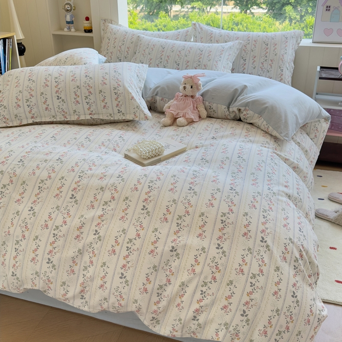 91家纺网 家纺一手货源 找家纺 鑫宇 2025新款全棉纯棉13372小清新印花四件套 暮染轻纱