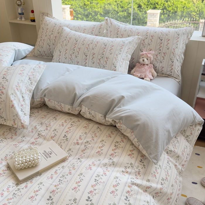 91家纺网 家纺一手货源 找家纺 鑫宇 2025新款全棉纯棉13372小清新印花四件套 暮染轻纱