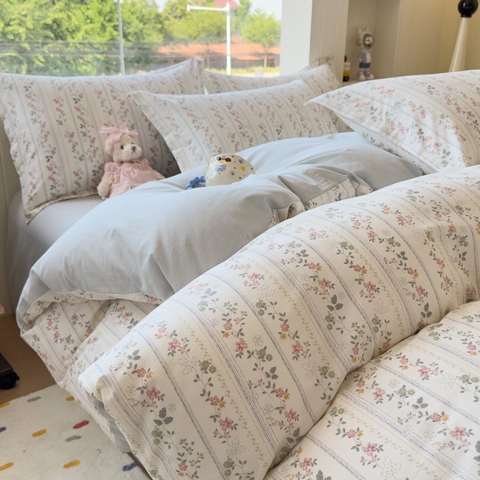 91家纺网 家纺一手货源 找家纺 鑫宇 2025新款全棉纯棉13372小清新印花四件套 暮染轻纱