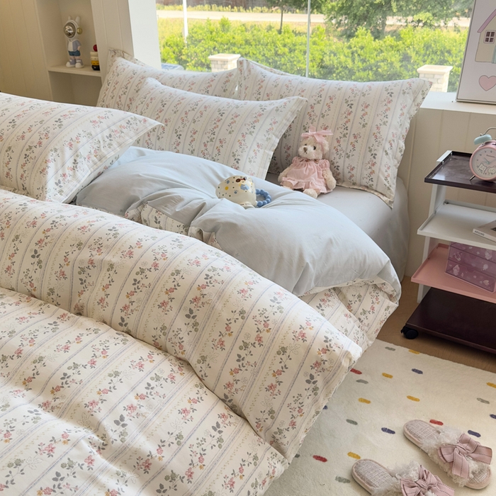 91家纺网 家纺一手货源 找家纺 鑫宇 2025新款全棉纯棉13372小清新印花四件套 暮染轻纱