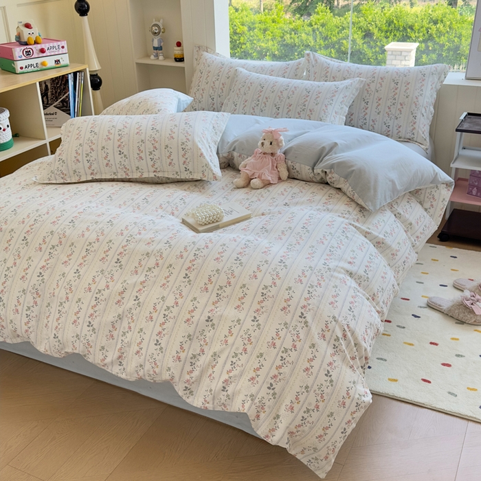 91家纺网 家纺一手货源 找家纺 鑫宇 2025新款全棉纯棉13372小清新印花四件套 暮染轻纱