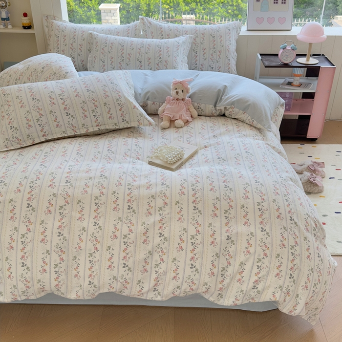 91家纺网 家纺一手货源 找家纺 鑫宇 2025新款全棉纯棉13372小清新印花四件套 暮染轻纱