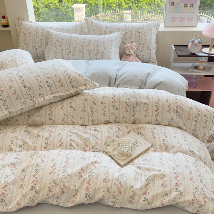 91家纺网 家纺一手货源 找家纺 鑫宇 2025新款全棉纯棉13372小清新印花四件套 暮染轻纱