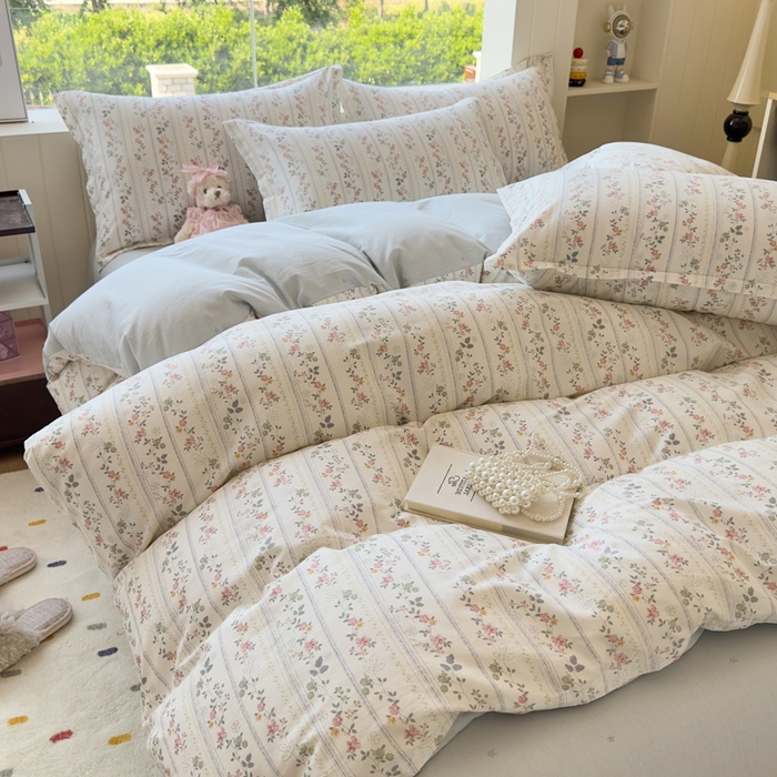 91家纺网 家纺一手货源 找家纺 鑫宇 2025新款全棉纯棉13372小清新印花四件套 暮染轻纱