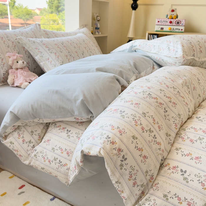 91家纺网 家纺一手货源 找家纺 鑫宇 2025新款全棉纯棉13372小清新印花四件套 暮染轻纱