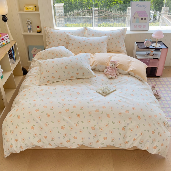 鑫宇 2025新款全棉纯棉13372小清新印花四件套 那朵花开