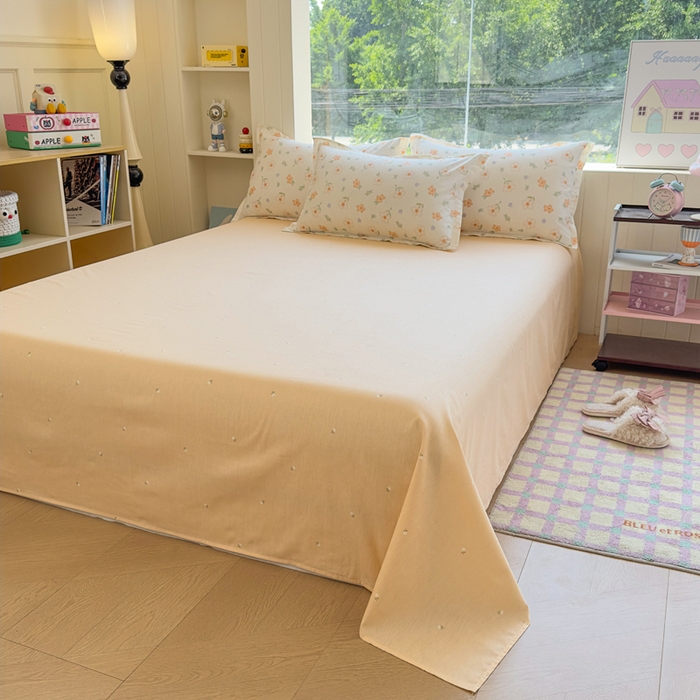 91家纺网 家纺一手货源 找家纺 鑫宇 2025新款全棉纯棉13372小清新印花四件套 那朵花开