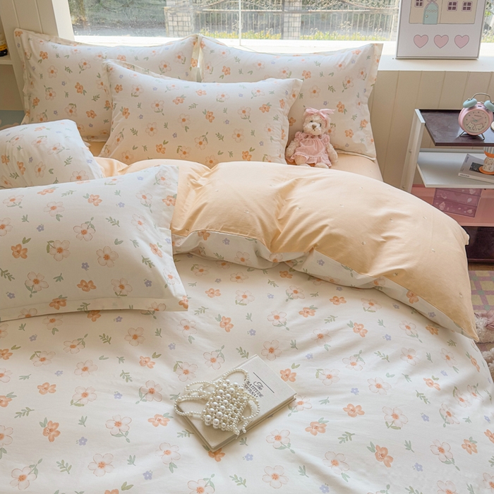 91家纺网 家纺一手货源 找家纺 鑫宇 2025新款全棉纯棉13372小清新印花四件套 那朵花开