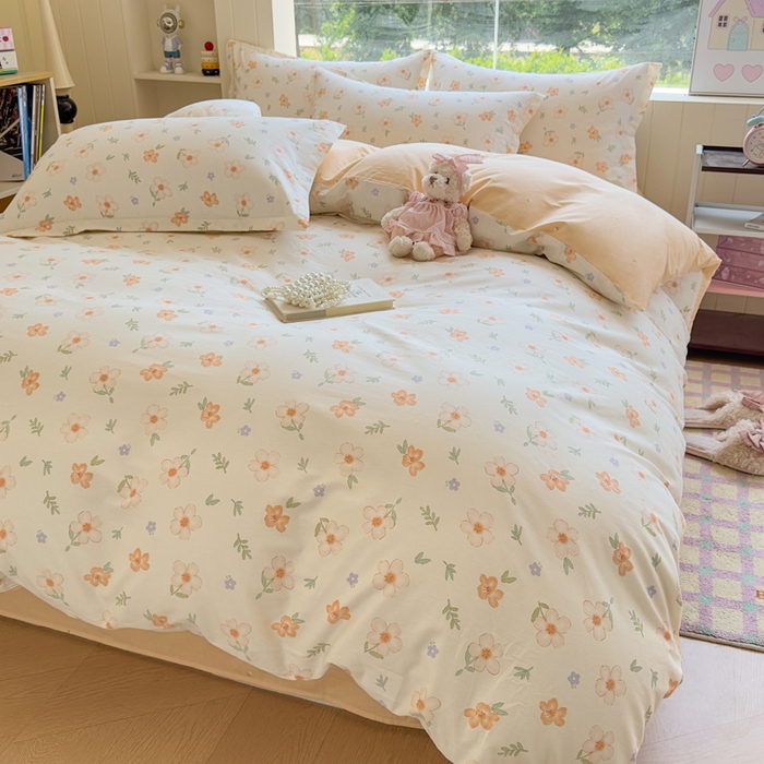 91家纺网 家纺一手货源 找家纺 鑫宇 2025新款全棉纯棉13372小清新印花四件套 那朵花开