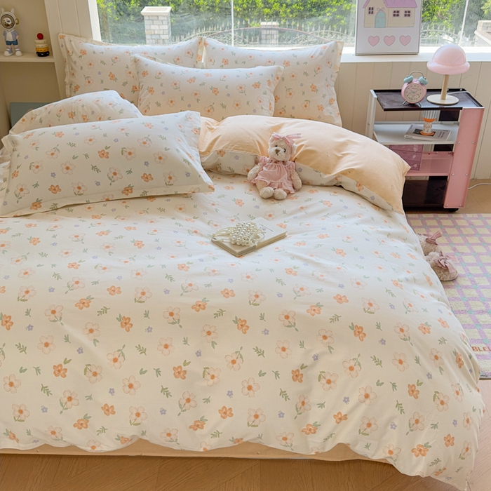 91家纺网 家纺一手货源 找家纺 鑫宇 2025新款全棉纯棉13372小清新印花四件套 那朵花开