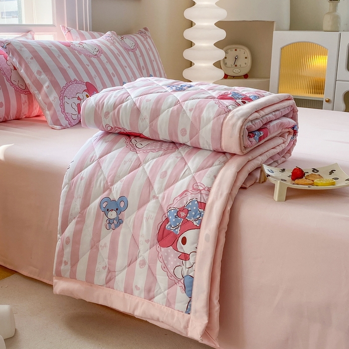 91家纺网 家纺一手货源 找家纺 一电 2025新款卡通可爱磨毛春夏新品夏凉被子家纺床品儿童幼儿园磨毛夏被 田园美乐蒂
